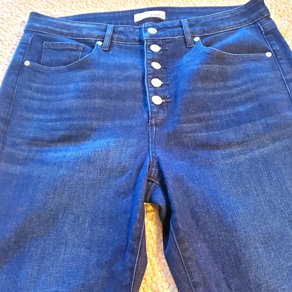 Loft The Curvy Skinny Sz. 31/12 Button Down Blue Jeans